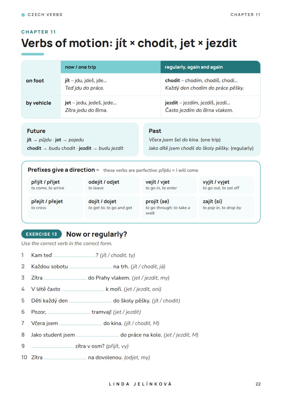 Sample page from Czech Verbs – The Complete Guide